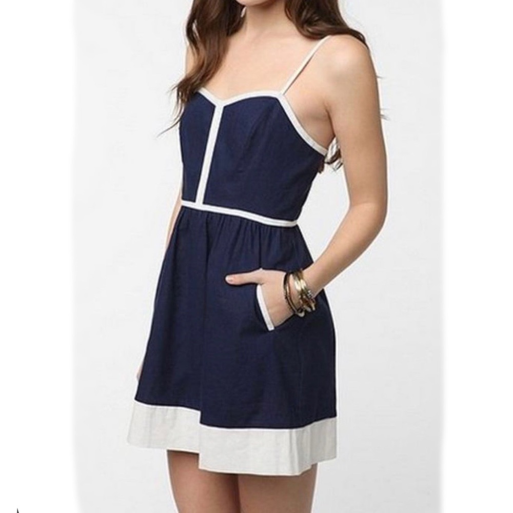COPE Navy Linen Dress